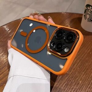 Brand New Luxury Shockproof Clear Orange Tinted iPhone 15 Case